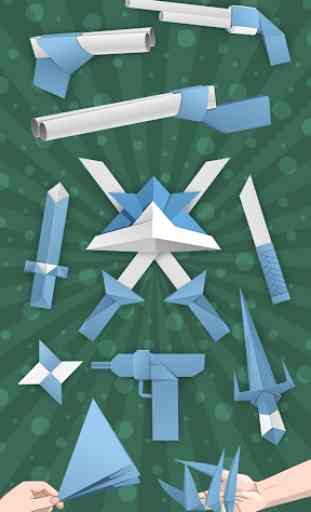 Armas de origami: pistolas de papel y espadas 1