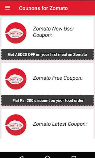 Food Coupons for Zomato 2