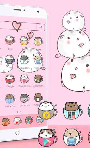 Kawaii kitty tema vaso gato wallpaper Cup cat 2