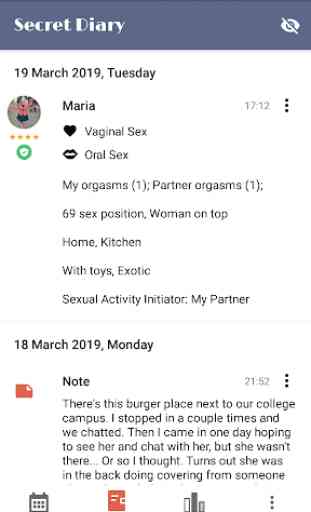 App de sexo, Diario de sexo, calendario sexual 2