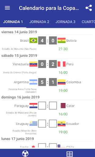 Calendario para la Copa América 2019 1