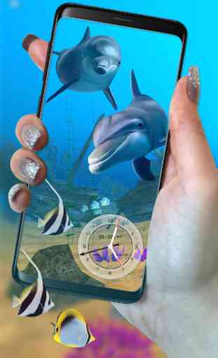 Delfín Pez Vivir Papel pintado peces de acuario 3D 2