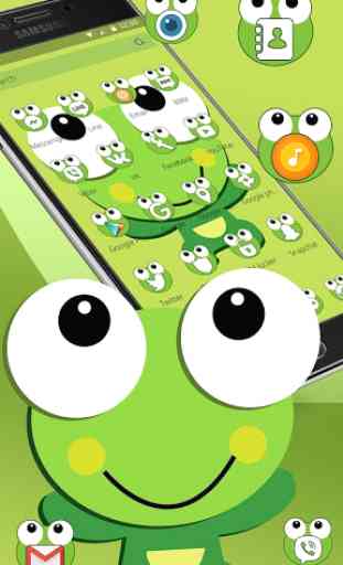 Ojos grandes de dibujos animados verde rana 4