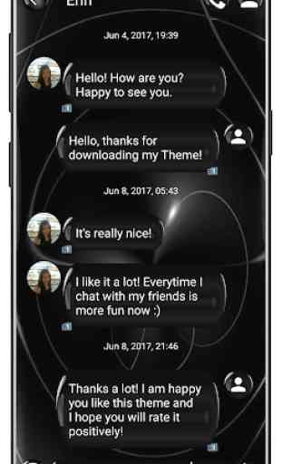 Tema SMS esfera negro - mensaje de texto oscuro 1