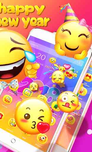 3D Cute Emoji Theme - Lucky 2019 2