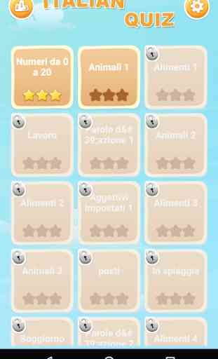 Juego italiano: juego de palabras, vocabulario 1