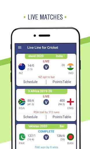 Live line for Cricket 2020 1