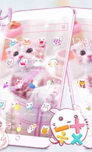 Rosado gato linda kitty tema Pink Cat Cute 3