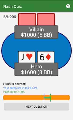 Poker Nash Push/Fold Quiz Pro for No Limit Hold'em 2