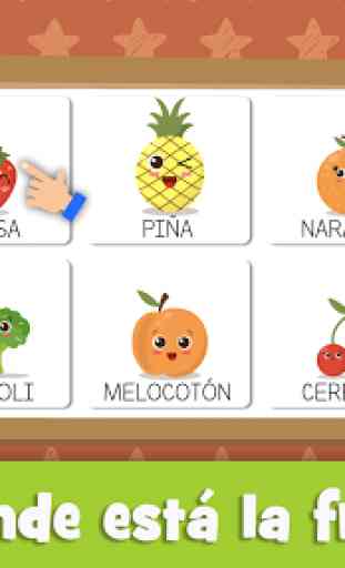 Aprender frutas y verduras - juegos para niños 3
