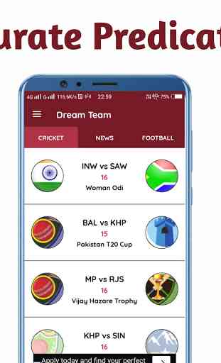 Dream Team,Dream 11 Cricket & Football Predication 2