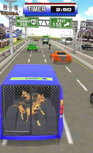 Policía perro transporte camión conductor sim 3D 4