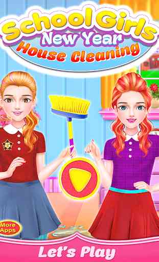 School Girls New Year Home Cleanup- HouseKeeper 1