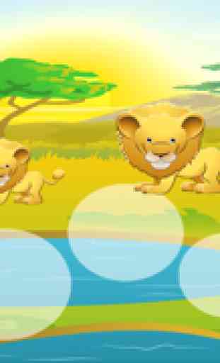 Juego para los niños de edad 2-5 sobre los animales del safari: juegos divertidos y rompecabezas para jardín de infantes, escuela preescolar o guardería con leones, elefantes, hipopotamos, monos, tigres y cangrejos 4