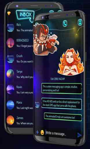 Dark Neon Messenger SMS Theme 1