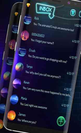 Dark Neon Messenger SMS Theme 2