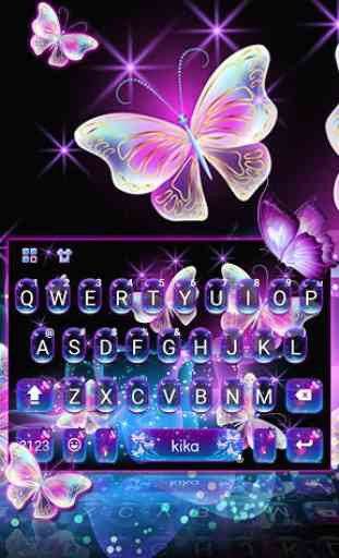 Sparkle Neon Butterfly Tema de teclado 1