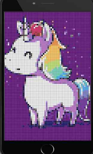 Color de libro de colorear de unicornio por número 3