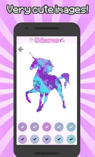 Colorear por numero Unicornios: Pixel art 4