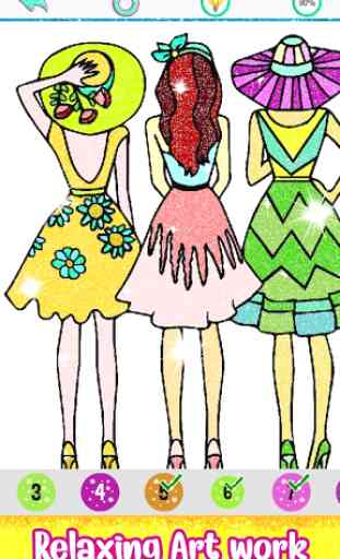 Girls Dresses Color by Number: Paint, Glitter Book 4