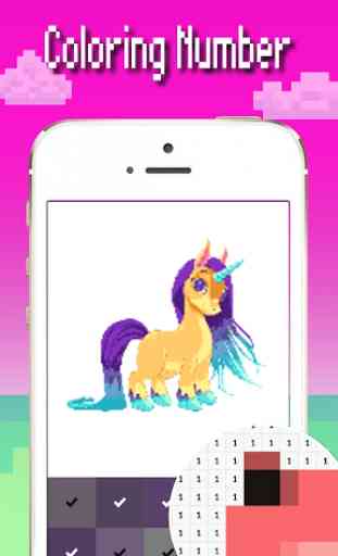Unicorn color by number: Pixel art coloring 2019 4