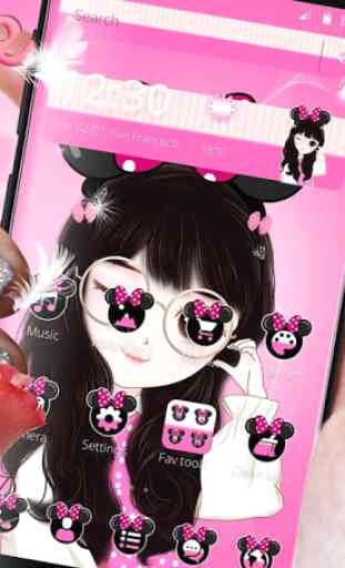 Pink Minnie girl bow Theme 4