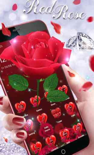 3D amor verdadero tema rosa roja 1