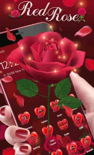 3D amor verdadero tema rosa roja 3