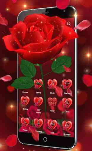 3D amor verdadero tema rosa roja 4