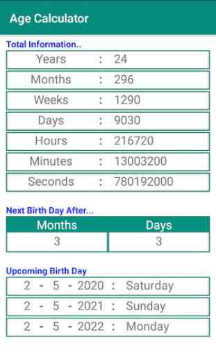 Age Calculator/Date of Birth Calculator 3