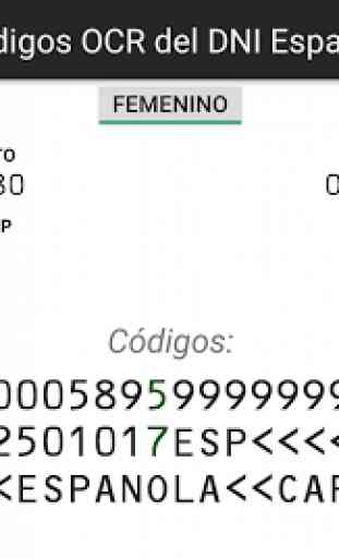 Calculadora de los códigos OCR del DNI Español 2