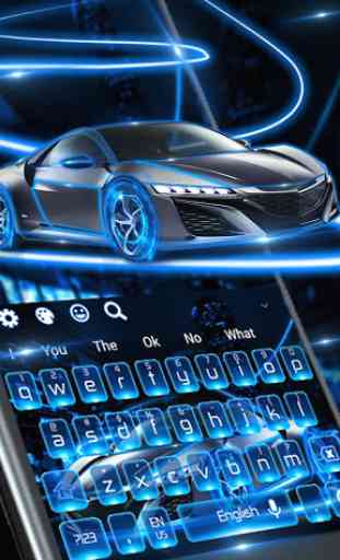 Neon Sports Car Keyboard Theme 2