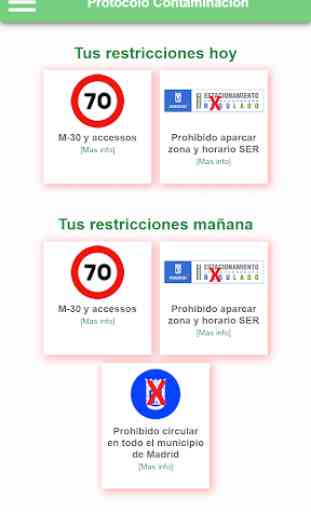 Restricciones Contaminación - Alertas Madrid 3