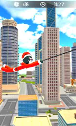 Santa Claus Stickman - Rope Hero Gangster Crime 2