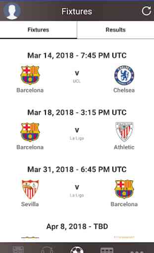 Fixtures for Barcelona 1