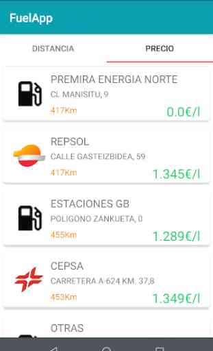 FuelApp:gasolineras baratas con el precio más bajo 2