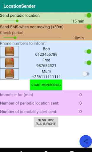 Periodic location & immobility alert sender by SMS 1