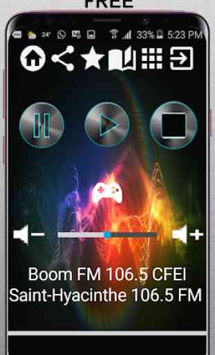 Boom FM 106.5 CFEI Saint-Hyacinthe 106.5 FM CA App 1