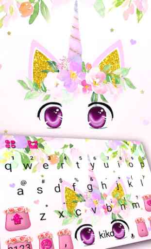 Cute Unicorn Girl Wreath Tema de teclado 1