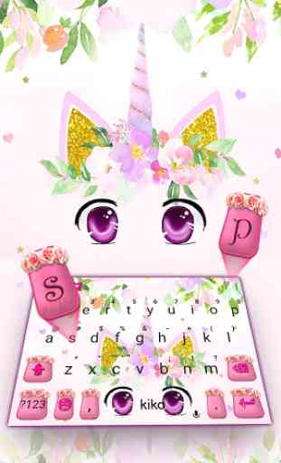 Cute Unicorn Girl Wreath Tema de teclado 2