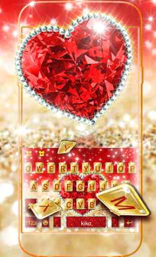 Golden Red Luxury Heart Tema de teclado 1