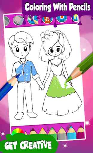 Páginas para colorear de boda la novia y el novio 3