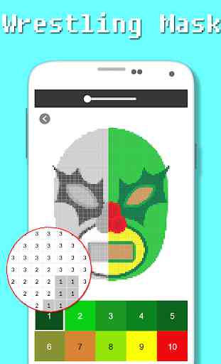 Máscara de lucha de color por número - Pixel Art 1