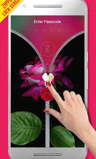 Pink Rose Zipper Lock Screen 1