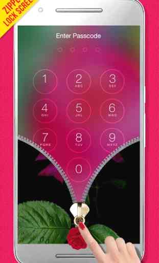 Pink Rose Zipper Lock Screen 2