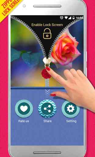 Pink Rose Zipper Lock Screen 3