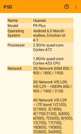 PSD Phone Specification Data 3
