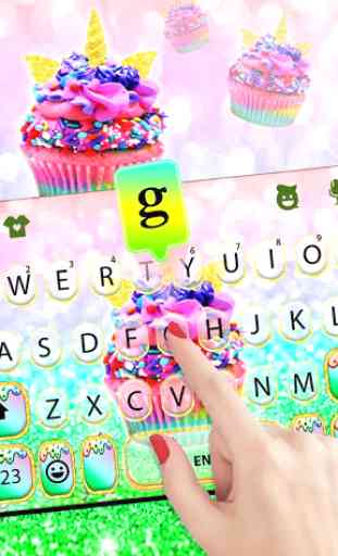 Rainbow Unicorn Cupcake Tema de teclado 2
