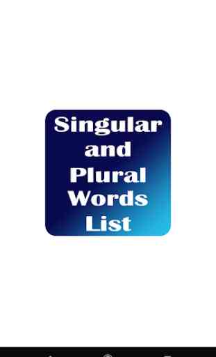 Singular and Plural Words List 1