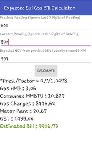 SNGPL Sui Gas Bill Estimator And Calculator 4